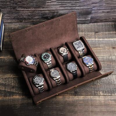 China Customized Genuine Leather Organizer Empty Watch Case Box Leather 8 Watches Christmas Gift Travel Cases Watch Collection Display for sale