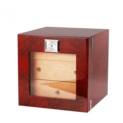 China Custom Popular High Gloss Lacquer Storge Cigar Humidor Lockable Luxury Cigar Humidor Cabinet for sale