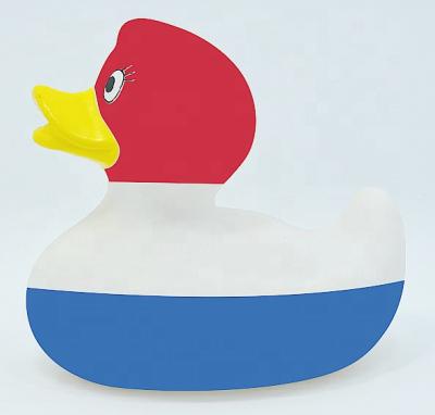 China Used For Entertainment Unique Wholesale Country Flag Bath Promotional Squeaky Custom Floating Rubber Duck for sale