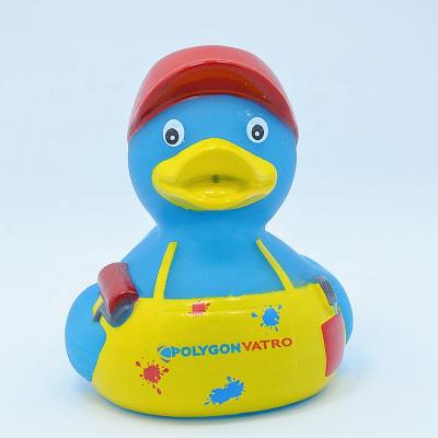 China Used For Entertainment Wholesale Promotional PVC Custom Soft Bath Duck Squeeze Floating Plastic Painter Rubber Duck for sale