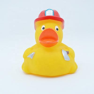 China Used For Entertainment Wholesale Promotional Custom Soft PVC Squeeze Floating Plastic Firefighter Bath Rubber Duck for sale