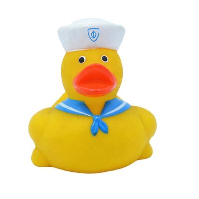 China Used For Entertainment Wholesale Promotional PVC Custom Soft Bath Duck Squeeze Floating Plastic Sailor Rubber Duck for sale