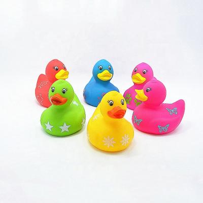 China Used For Entertainment Free Sample Wholesale Squeeze Promotional Floating Custom Shape Printed Rubber Duck Bath Toy Set for sale