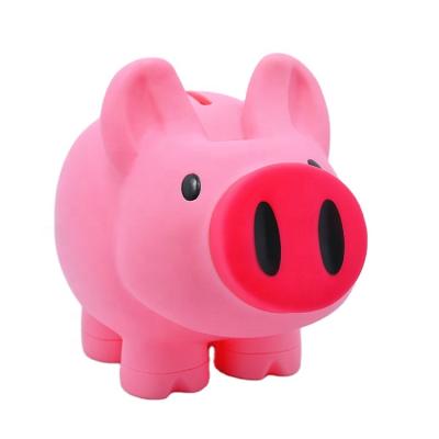 China Promotional Gifts Wholesale Promotional Custom Safe Plastic PVC Kid's Big Pink Pig To Shape Piggy Bank for sale