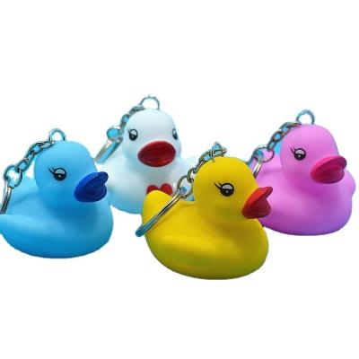 China Promotion Gift Wholesale Customized Soft Eco-Friendly Plastic Rubber PVC Duck Keychain Keyring With Logo Print for sale