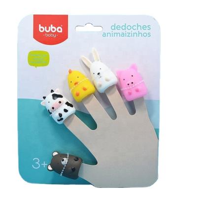 China Used For Customized Eco Friendly Wholesale Mini Farm Animals Plastic Finger Puppet Toy Set Of 5 Packs Entertainment For Children for sale