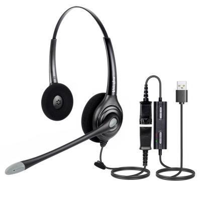 China Noise Canceling Microphone VoiceJoy USB Plug Earphone Call Center Noise Canceling Headset With Quick To USB Adapter for sale