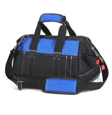 China 1200 Denier Polyester 16 Inch Wide Mouth Tool Bag With Molded Bottom Water Proof Electrician Tool Bag for sale