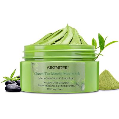 China Packing Green Tea Matcha Mud Mask Aloe Vera Deep Pore Blackhead Cleansing Mask for sale