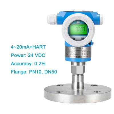 China Water Oil Air Pressure Gauge 4-20mA Hart Protocol Output 0.2% Accuracy PN10 DN50 SS304 One Flange Types Pressure Transmitter for sale