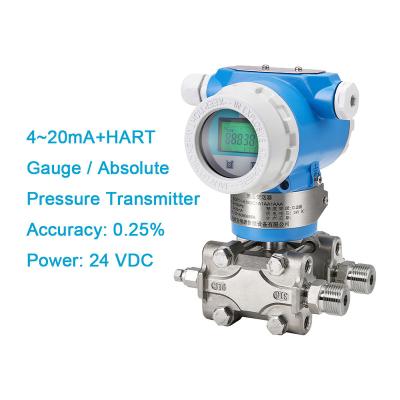 China 0.25% 4-20mA Hart Direct Mount Pressure Transmitter Water Oil Atmospheric Pressure Oil Water Level Absolute Pressure Transmitter with LCD Display for sale