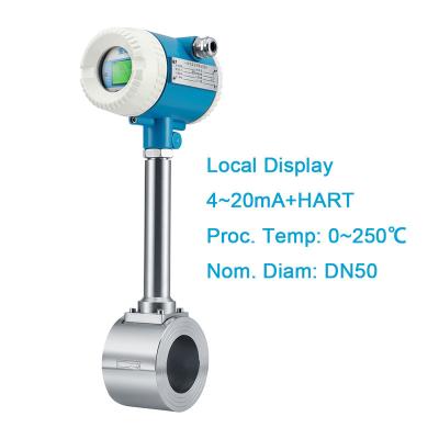 China Power Industry Custom Design DN50 4~20mA Hart Communication Local Display Clamped Vortex Flow Meter for sale