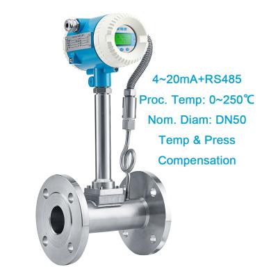 China Power Industry Temperature And Pressure Compensation Steam Oil DN50 4-20mA RS485 Protocol Vortex FlowMeter for sale