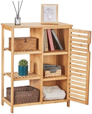 China Natual Shelf Bamboo Cabinet Shelf Three Layers Eco Bedside Sustainable Hollow Storage Racks Locker for sale