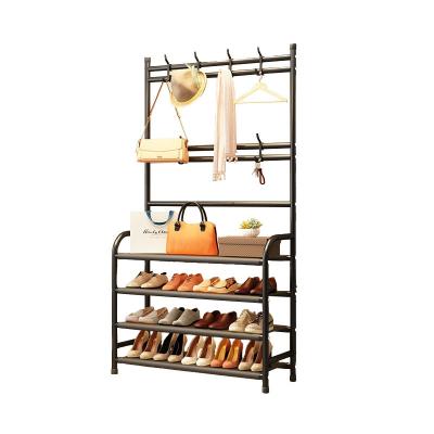 China Black Hot Selling Tiered Layer Easy Installation Furniture Rack Metal Rack Clothes Rack Modern Living Organizer Shoe Storage for sale