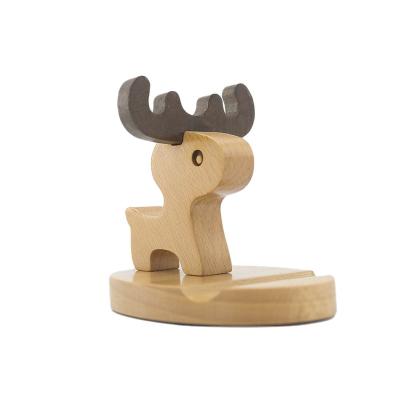 China Waterproof Lazy Wooden Animal Shape Mobil Cell Phone Desktop Stand Holder for sale