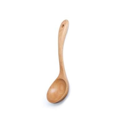 China Beech Wood Sustainable Large Size Handcrafted Natural Solid Kitchen Scoop Durable Wooden Spoon Large for sale