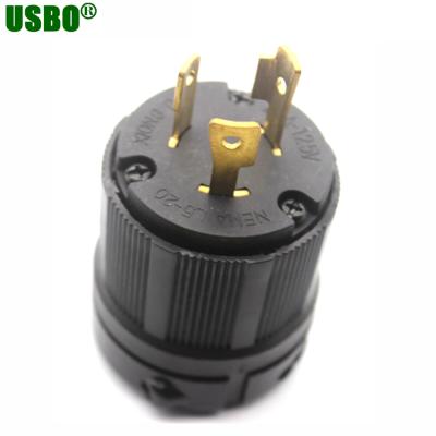 China Residential / General Purpose 20a 125v 3 Pin Plug Black Power Locking NEMA L5-20 Twistlock Plug for sale