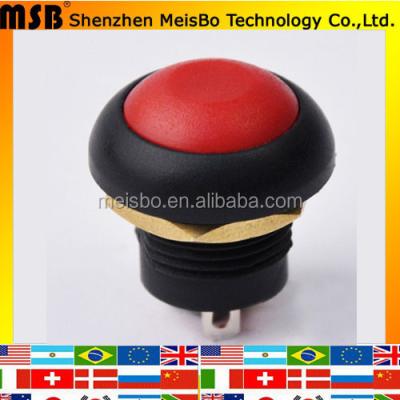 China PBT 5A 250VAC 10A 125VAC 12mm Electric Red Waterproof IP67 Push Button Switch (TOP) for sale