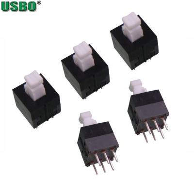 China Self-locking Switch Without Lock USBO 8.5*8.5mm Dual Row 6Pins Plug-in Type Push Button Self-Latching Switch Without Lock for sale