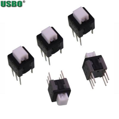 China DIP Self Latching Switch USBO 5.8*5.8mm Flat Push Button 6Pins DIP Self Latching Mechanical Latching Switch for sale