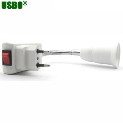 China High Quality E27 Screw to EU Plug Lamp Socket Extension Adapter for sale