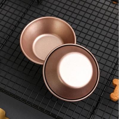 China 2023 Kitchen Instruments Stainless Steel Custard Mold Viable Golden Pie Mold Roll Baking Cup 6 Pieces Egg Tart Mold for sale