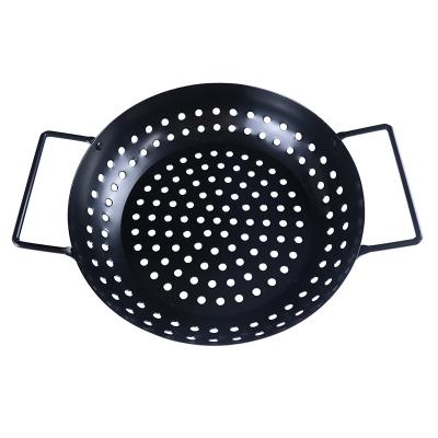 China 2023 New Product Ideas High Temperature Resistance Grill Stainless Steel Roasting Pan For BBQ Black Double Handles BBQ Grill Basket BBQ Tools for sale