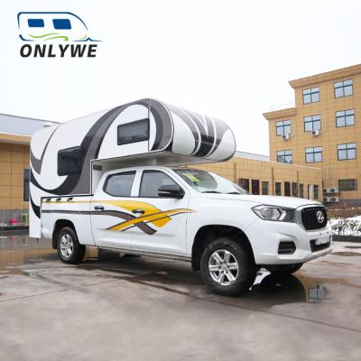 China ONLYWE Displacement Camper Van 4 Meter Travel Caravan Pickup Truck For Camping for sale