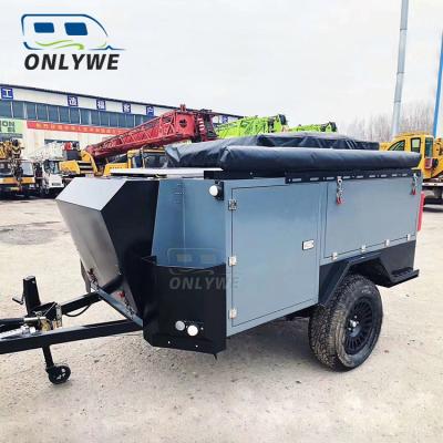 China Custom Small Easy Mobile Folding Off Road Camper Trailer Caravan Camping Travel Trailer With Tents for sale