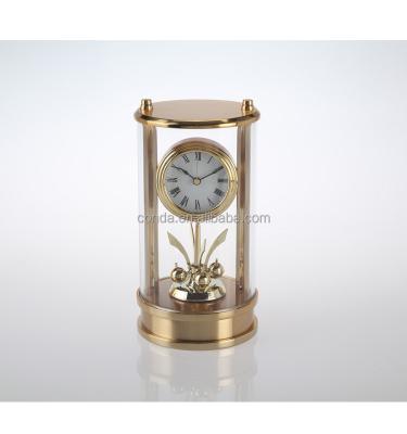 China Skeleton Quartz Smart Table Gift Clock For Business Or Home Decoration A6048G With Rotating Pendulum for sale