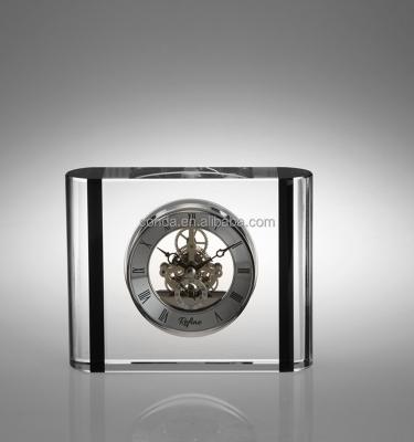 China M-5087 Eco-Friendly Crystal Skeleton Clock Kit For Business Souvenir Gift Desk Set for sale