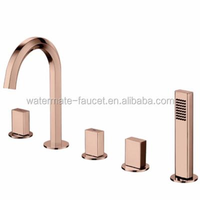 China Without Sliding Bar Deck Mounted Five Hole Bathtub Faucet With Hand Shower Faucet for sale