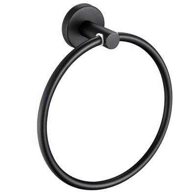 China Bathroom Toilet Accessories Brass Wall Mounted Black Towel Ring for sale