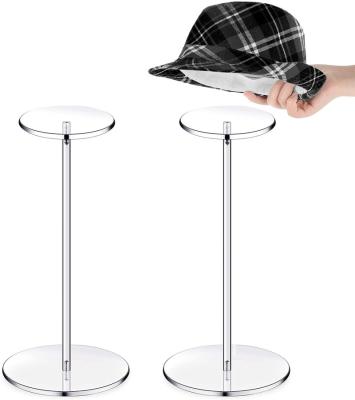 China Show Hat Wholesale Clear Acrylic Rack And Wig Display Stand Hat Stands Display Hat Pedestal Stand Round Barbell Pedestal Display for sale