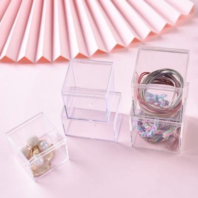 China Morden Square Clear Plastic Cube 4.5X4.5cm Acrylic Plastic Storage Box Small With Lids Transparent Clear Square Containers for sale