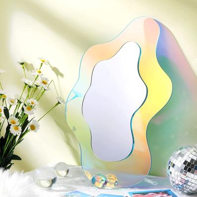 China Show Mirror Wholesale Wavy Acrylic Rainbow Irregular Aesthetic Vanity Mirror for sale