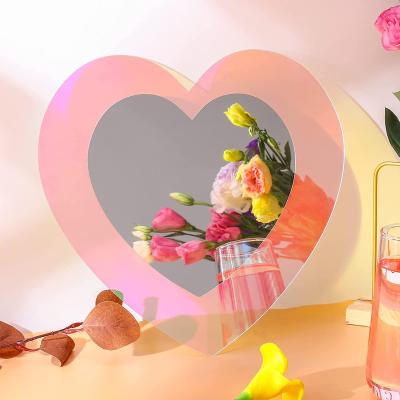 China Wholesale Acrylic Irregular Wavy Mirror Display Rainbow Heart Shaped Aesthetic Vanity Mirrors for sale