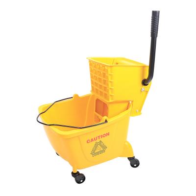 China Sustainable Industrial Cleaning Cart 24L Mop Wringer Plastic Bucket With Wheel for sale