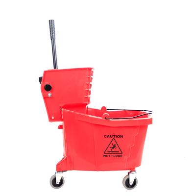 China Sustainable commercial mop bucket with wringer on wheels includes dirty water bucket for sale