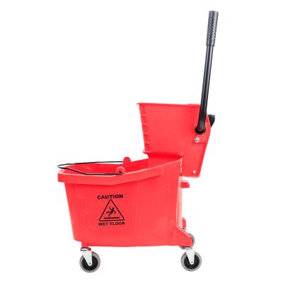 China Sustainable Workshop Housekeeping Hospital Airport Cleaning Press Broom Wringer Deluxe Side Cart for sale