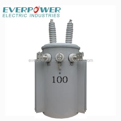 China Industrial Power Supply 100KVA Oil Immersed Transformer For 13.62kv Pole Mounted Single Phase Distribution Transformer for sale