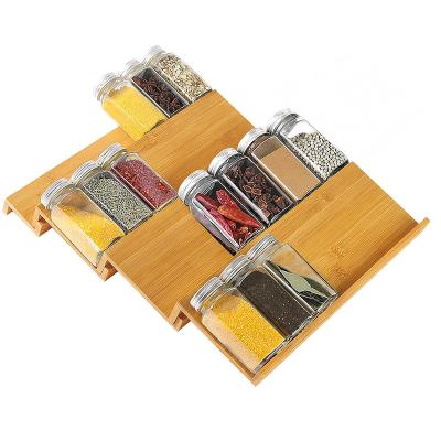 China Bamboo Stored Spice Rack Home Supplies Rack Desktop Display Rack Drawer Organizer 28pcs Knocks Rack for sale