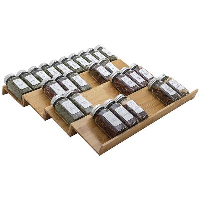 China Bamboo Stored Spice Rack Home Supplies Rack Desktop Display Rack Drawer Organizer 40pcs Jar Rack for sale