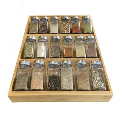 China 6116 Kitchen Spice Jar Rack Drawer Organizer Storage Bamboo Drawer Stocked Bamboo for sale