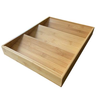 China Bamboo Organizer Stocked Kitchen Drawer Spice Cupboard Insert Tray 6117 for sale