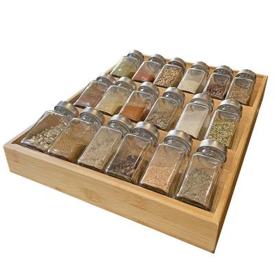 China Bamboo Stocked Drawer Spice Rack Insert For Cabinet Spice Jar Organizer 6118 for sale