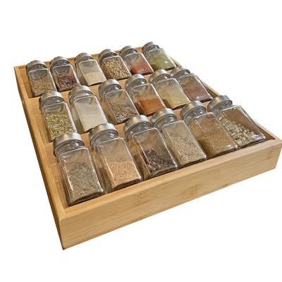 China Tiered Wooden Insert Bamboo Wooden Spice Drawer Spice Drawer Kitchen Drawer Organizer Stocked 61111 for sale