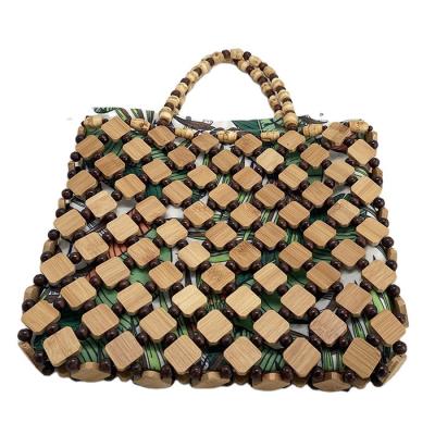 China Factory Supply Fashion Bamboo Soft Purse Bag Hot Selling Bamboo Pearl Handle Handbag for sale