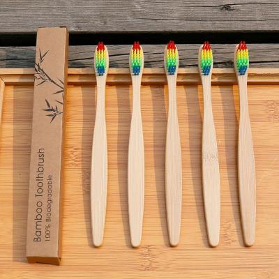 China Home CE Approved Natural Custom Eco Friendly Wholesale Round Colorful Bamboo Toothbrush for sale